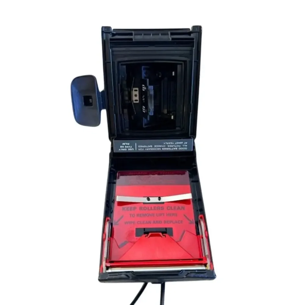 Vintage Polaroid Square Shooter 2 instant camera with Bauer E201 Ultrablitz